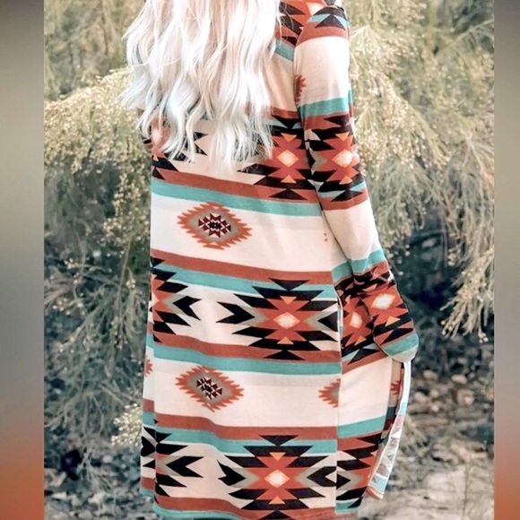 🌵Chic Spring-to-Fall Aztec Tribal Long Shirt - Picture 6 of 11